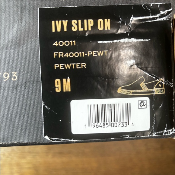 Frye Ivy Slip On Sneakers Pewter Metallic Women’s 9 Box - Picture 8 of 9